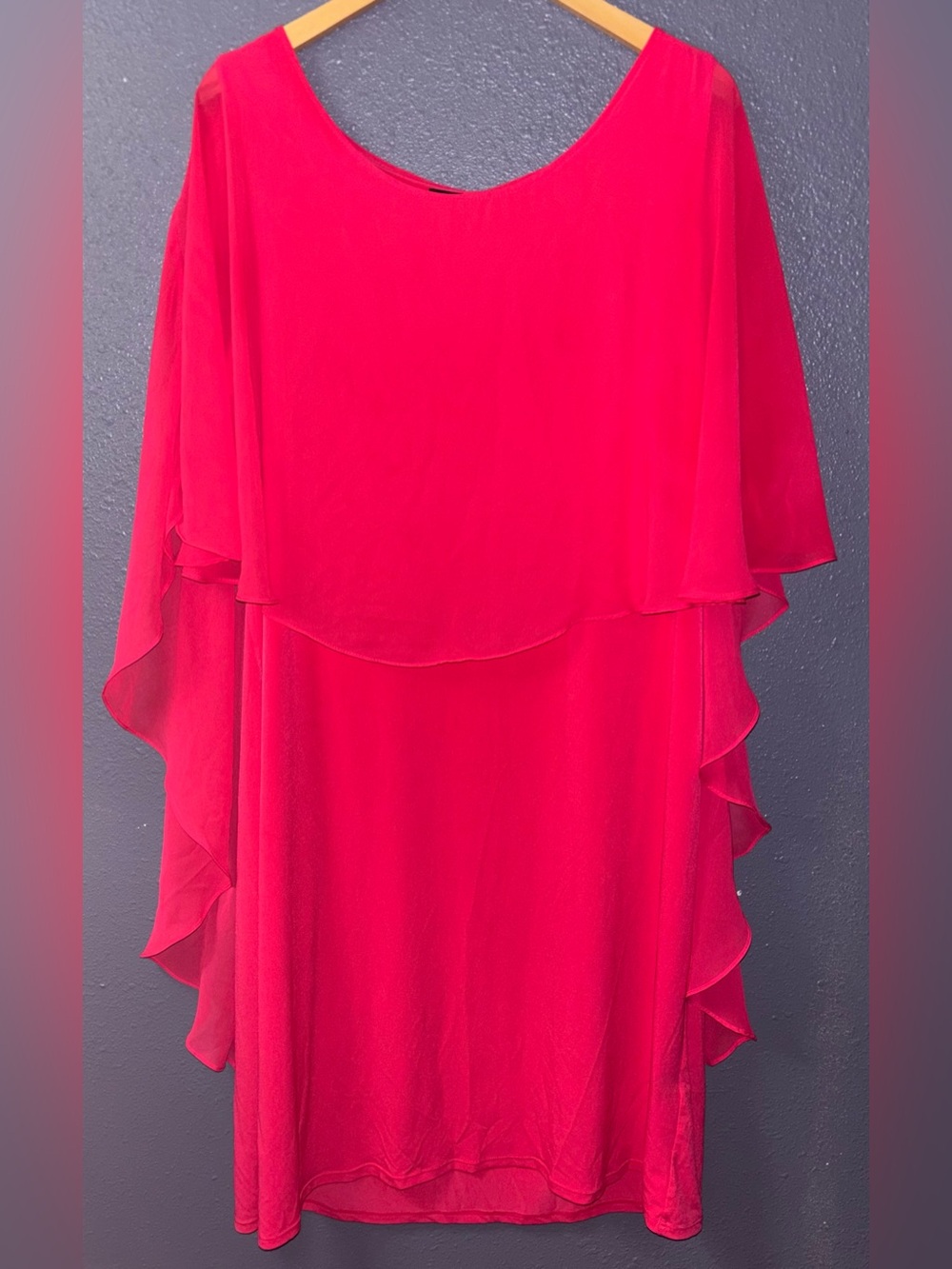 Women's Hot Pink Chiffon Overlay Dress